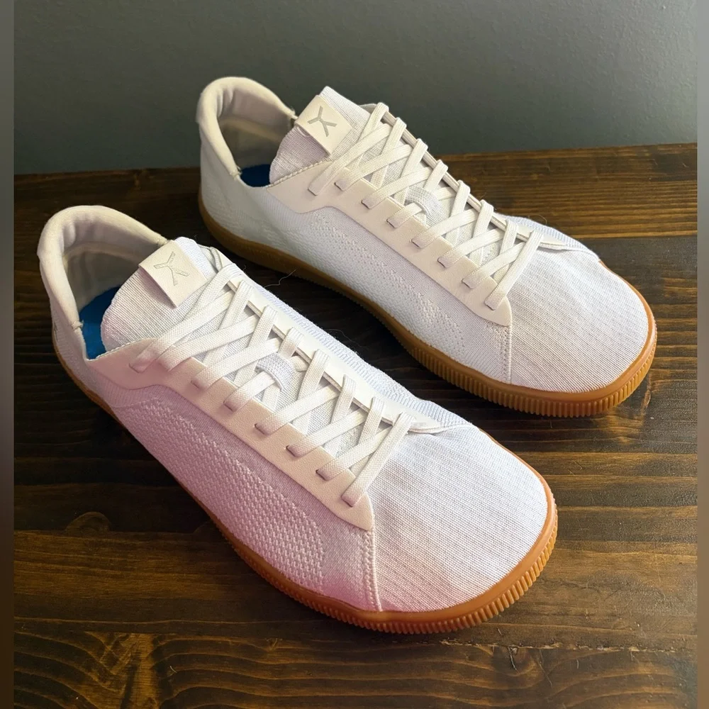 Flux footwear Adapt Knit Trainer White with Gum Sole Textured Comfort Insole